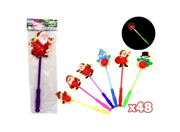 BATON LUMINEUX NOEL 38CM 3F 6 ASS. (48)