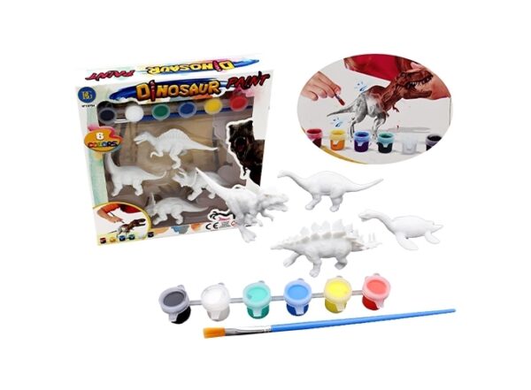 DINOSAURES A PEINDRE 4 PCES 6 COULEURS. (BTE.12)