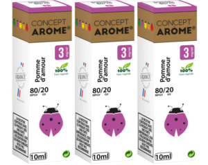 CONCEPT AROME POMME D&rsquo;AMOUR-80/20-E-LIQUIDE 10 ML – Lot de 3