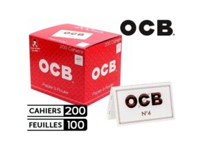 BOITE 200 CAHIERS   100 F. OCB N°4 BLANC