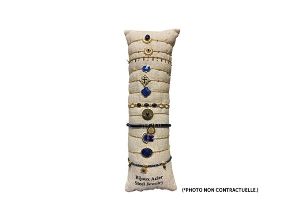 BRACELET ACIER BLEU DORE FEMME