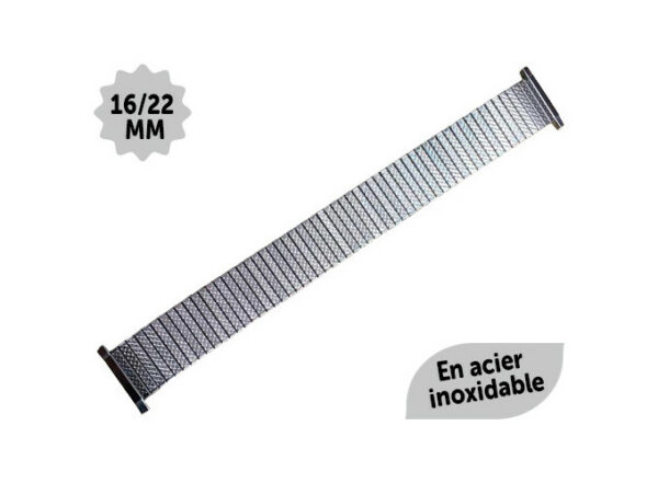 BRACELET ARGENTE EN ACIER INOXIDABLE 16-22mm
