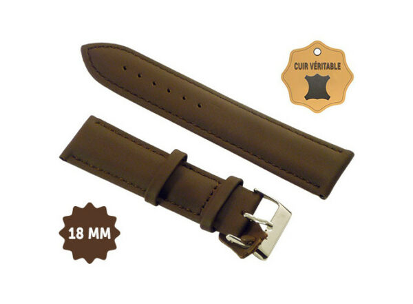 BRACELET PU CUIR DOUBLE MARRON 18mm