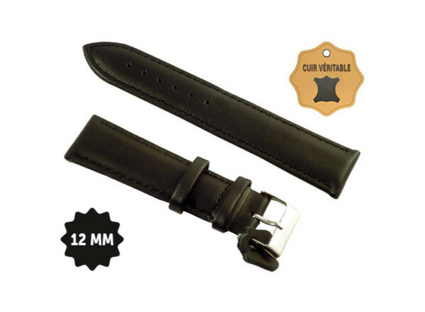 BRACELET PU CUIR DOUBLE NOIR 12mm