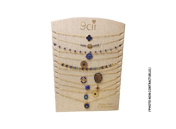 COLLIER ACIER BLEU DORE FEMME