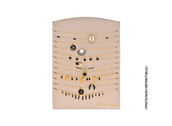 COLLIER ACIER NOIR DORE FEMME