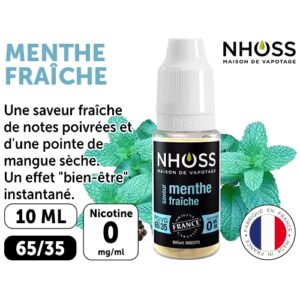 NHOSS 10 ml E-LIQUIDE  MENTHE FRAICHE NICOT 00Mg