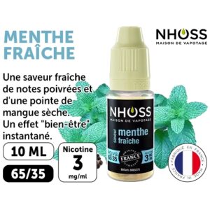 NHOSS 10 ml E-LIQUIDE  MENTHE FRAICHE NICOT 03Mg