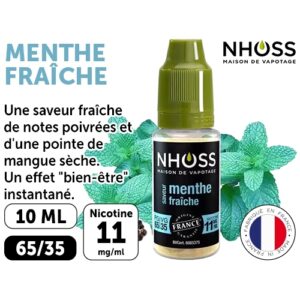 NHOSS 10 ml E-LIQUIDE  MENTHE FRAICHE NICOT 11Mg
