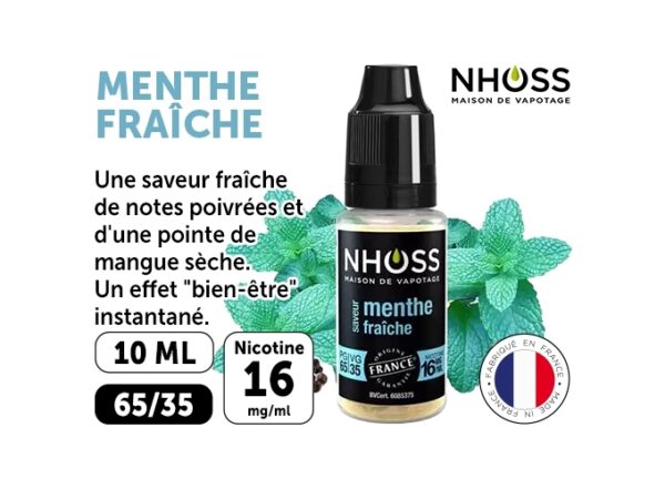 NHOSS 10 ml E-LIQUIDE MENTHE FRAICHE NICOT 16Mg