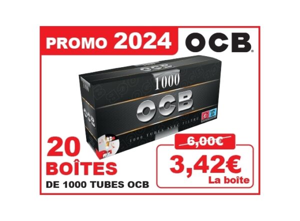 PROMO 2 CARTONS DE 10 BTES DE 1000 TUBES OCB