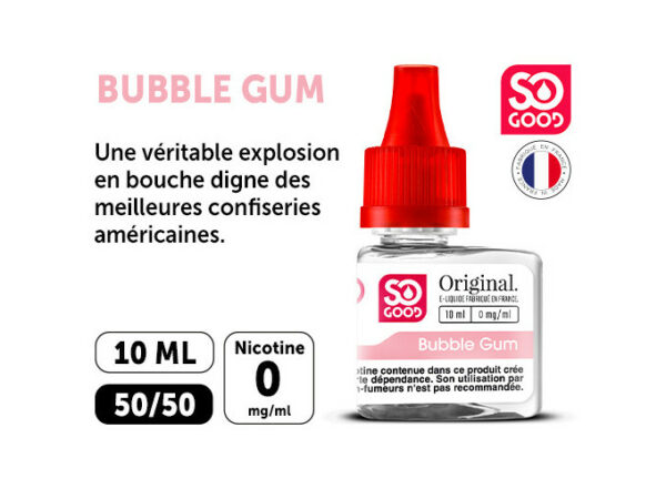 SO GOOD PR. 10ml 'BUBBLE GUM' NICOTINE 00 mg
