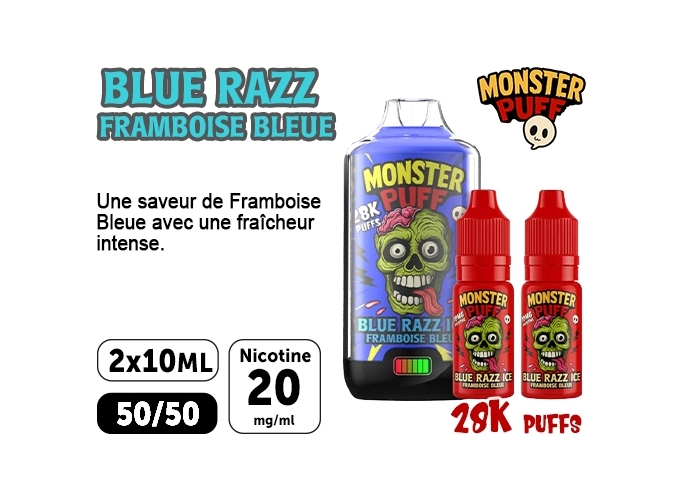 KIT MONSTER 28K BLUERAZZ GLACEE 20 MG